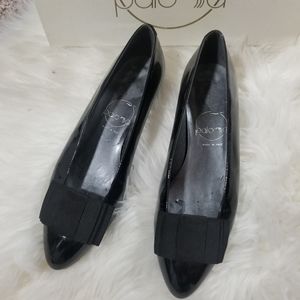 Vintage Paloma Paolo Patent Leather Bow Flats Black sz 7.5B